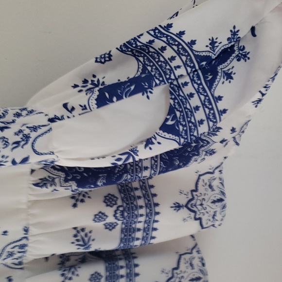 Lovers + Friends Blue & White Temple Mini Dress, Size L - Picture 10 of 16